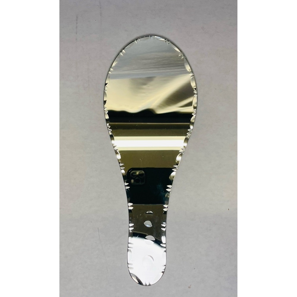 ART Glass Double Sided Hand Mirror Hand Engraved Flowers Vintage